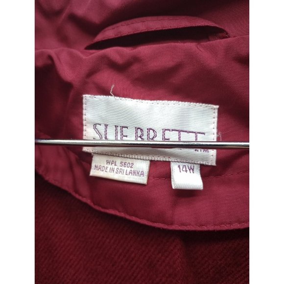 Sue Brett women's Red Trench Coat Zip Out Liner size 14W - Picture 6 of 11